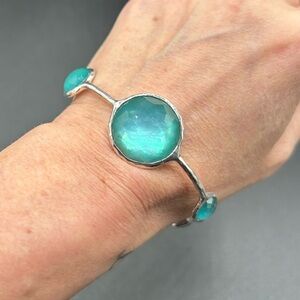 Ippolita 6 station huge Neo turquoise quartz with MOP in a RARE blue. Sterling